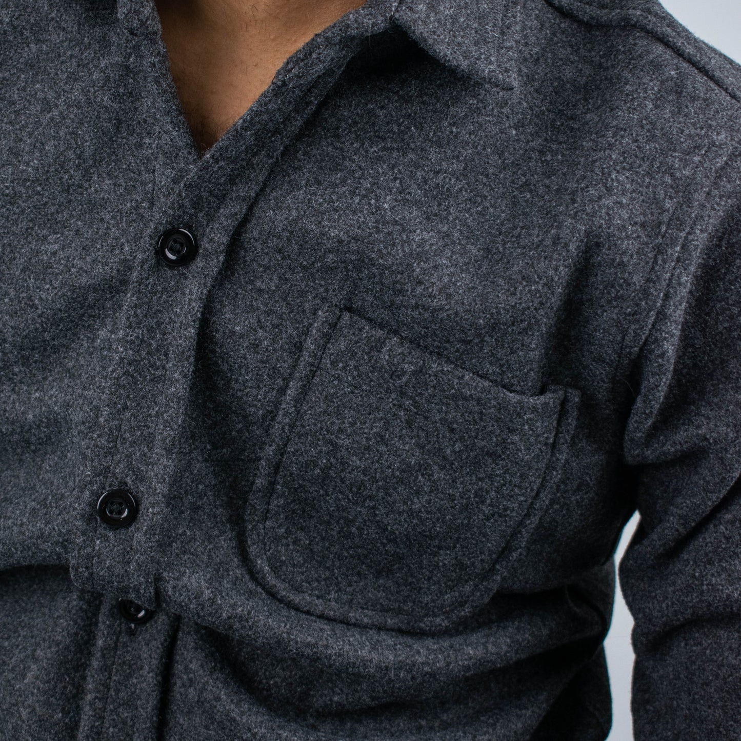 Men's Long Sleeve Cotton Shirt with Left Pocket