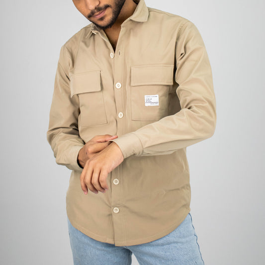 Plain Winter Shirt with Dual Pockets - Men's Essential